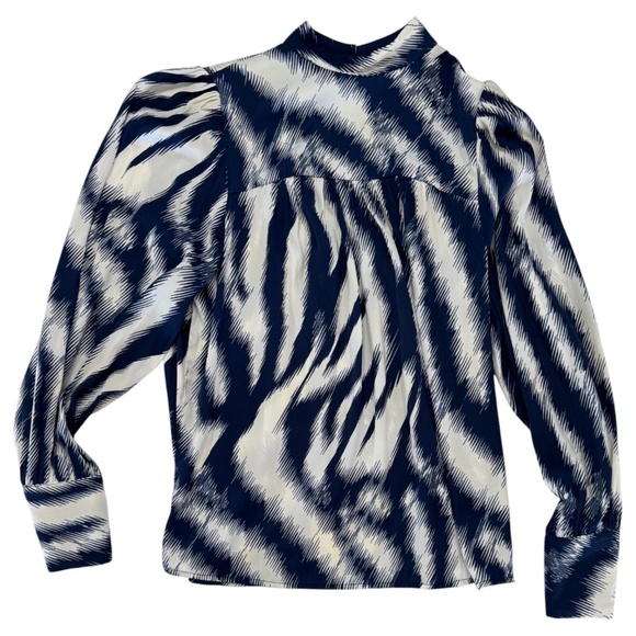 MAISON D'AMELIE PARIS - BLUE/BEIGE BLOUSE - XS - Picture 2 of 6